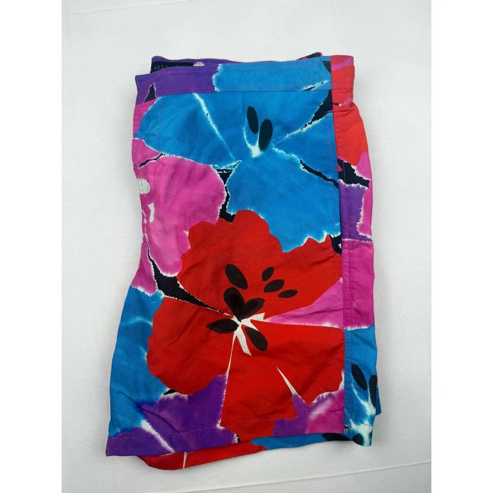 AllSaints Swim Trunks Large Multicolor Floral Print Board Shorts Drawstring